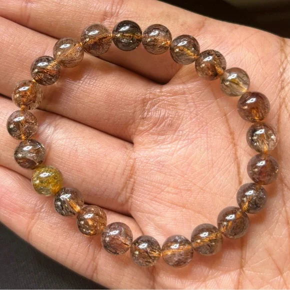 HQ Black Golden Super Seven Crystal Bracelet 8mm - Picture 5 of 6